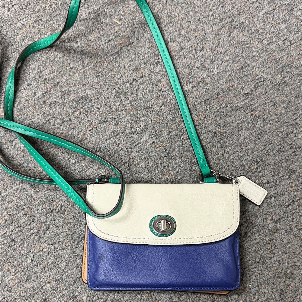 Coach Blue and Cream Crossbody Bag